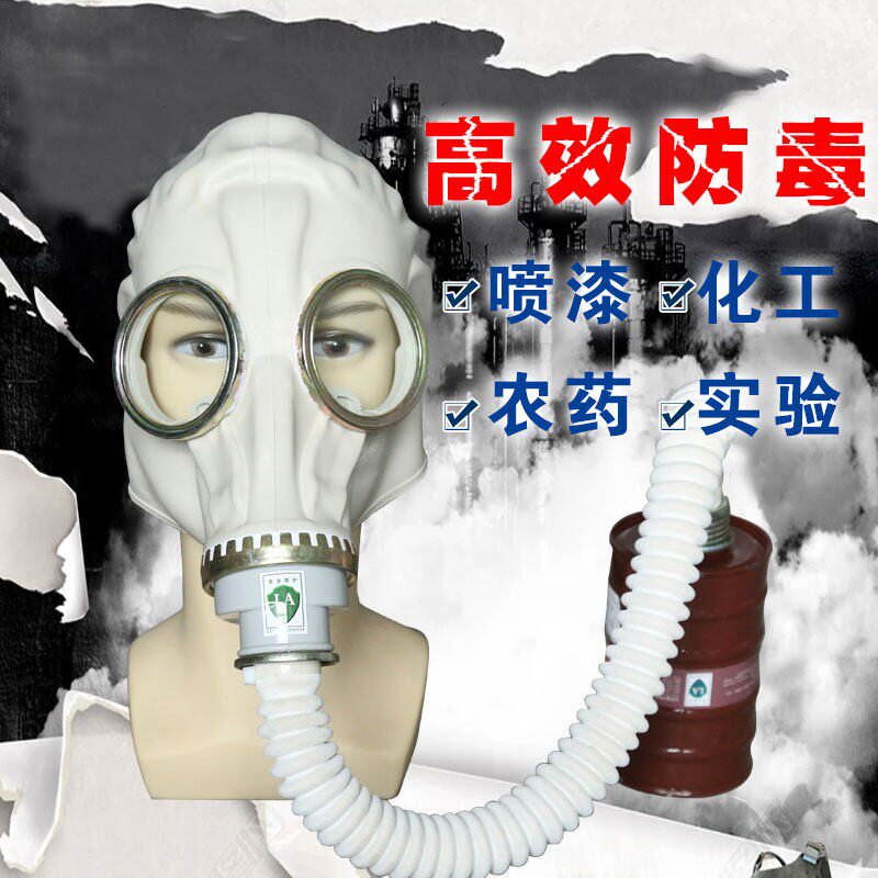 一护面皮防毒全面罩化工喷漆导气管鬼脸面具防氨甲烷酸性带滤毒罐
