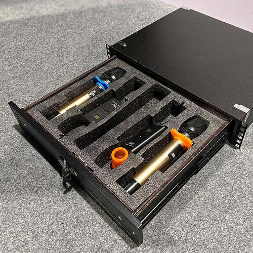 带锁19寸2U抽屉适合ABS航空箱话筒机柜3U实木麦克风接收器工程箱