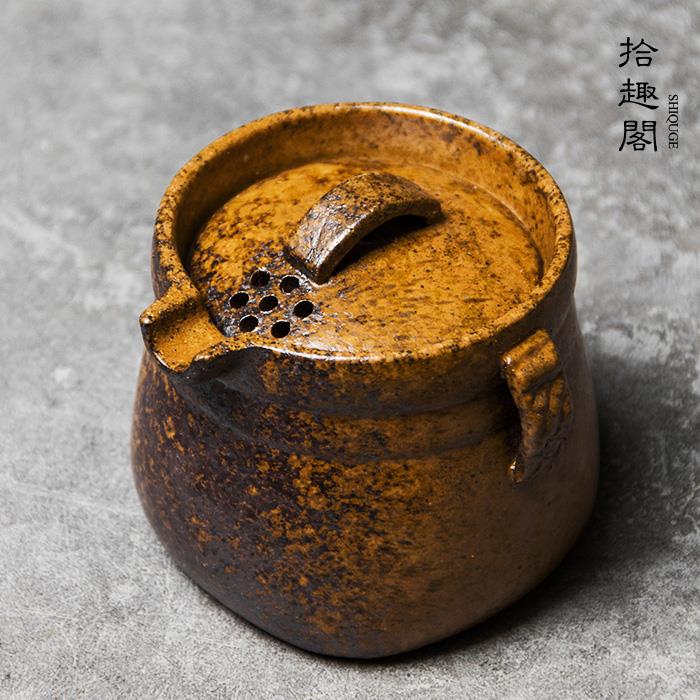 手工粗陶手抓壶日式茶壶普洱茶泡茶器仿古陶瓷茶具家用带过滤宝瓶