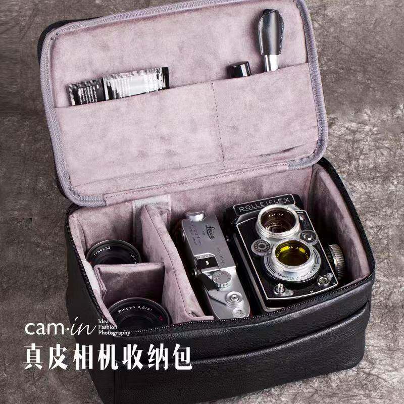 cam-in 相机包单反微单加厚防震内胆包牛皮真皮相机收纳包摄影包