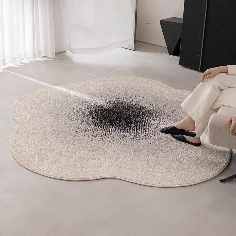 2025新款防水抗污地毯意式极简素色异形椭圆客厅卧室茶几耐脏地垫