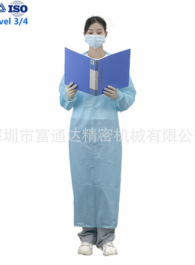 现货速发FDA 一次性CPE拇指扣围裙防油污CPE蓝色PE清洁衣