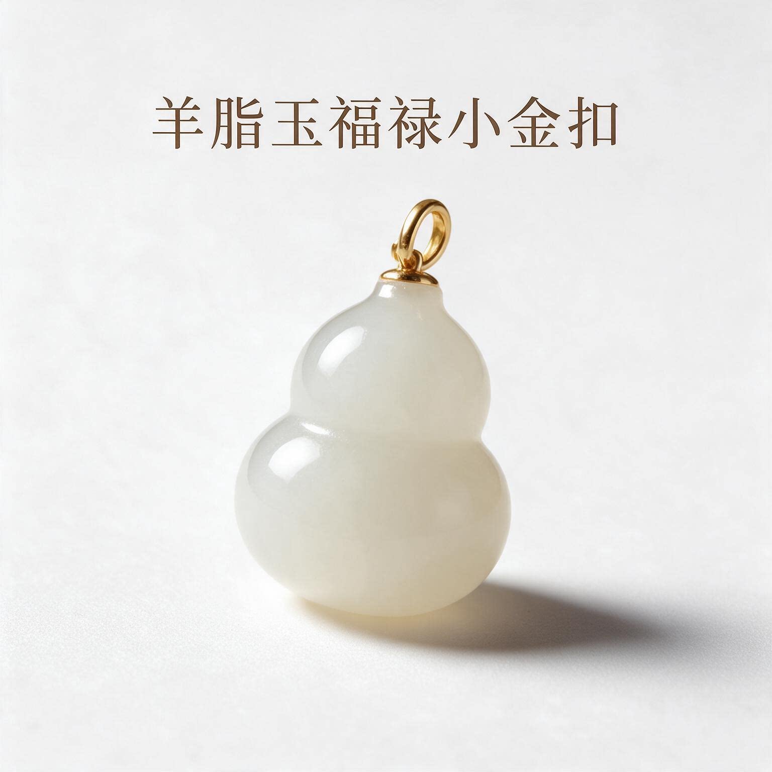 HELLO ZINGY天然羊脂玉福禄18k金扣头葫芦挂件白玉项链吊坠高级感