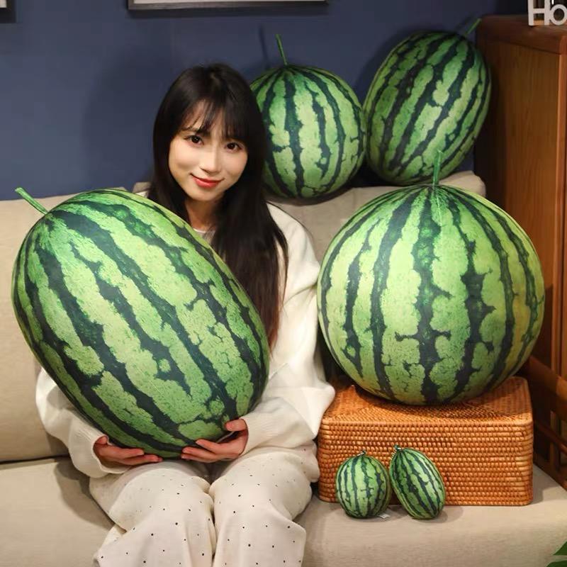 仿真西瓜玩偶毛绒玩具创意圆形抱枕女生睡觉抱枕儿童礼物挂件