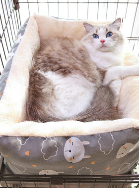 Huaxin Pets 冬季保暖猫笼垫子笼子猫窝加厚可固定带绳子宠物窝