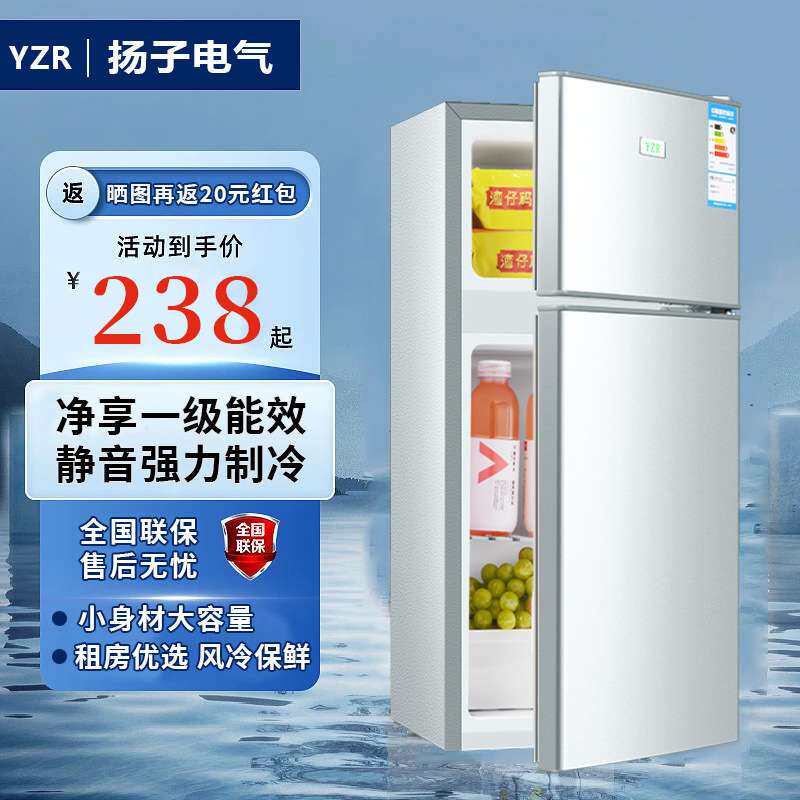 新款扬子电气冰箱小型家用双门宿舍出租屋出租房冷冻冷藏一级节能
