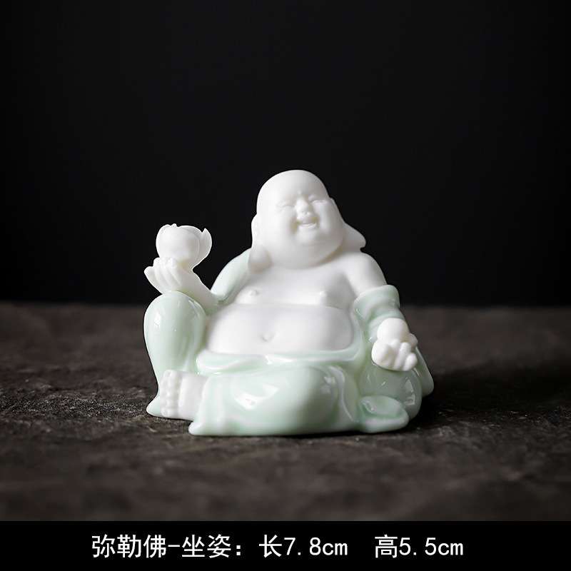 鱼缸造景弥勒摆件茶具宜兴茶宠摆件紫砂盆景装饰配件微景观茶宠