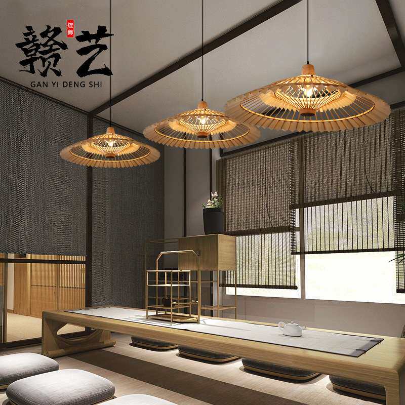 中式仿古实木吊灯创意中国风古典雨伞灯餐厅酒楼茶楼复古木艺吊灯