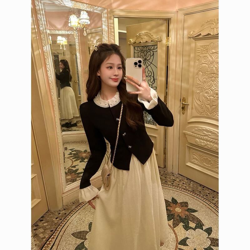 修身淑女毛衣百搭内蕾丝显瘦拼接流行针织衫风设计感搭潮长袖新款