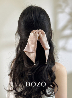 DOZO真丝珍珠蝴蝶结抓夹气质百搭