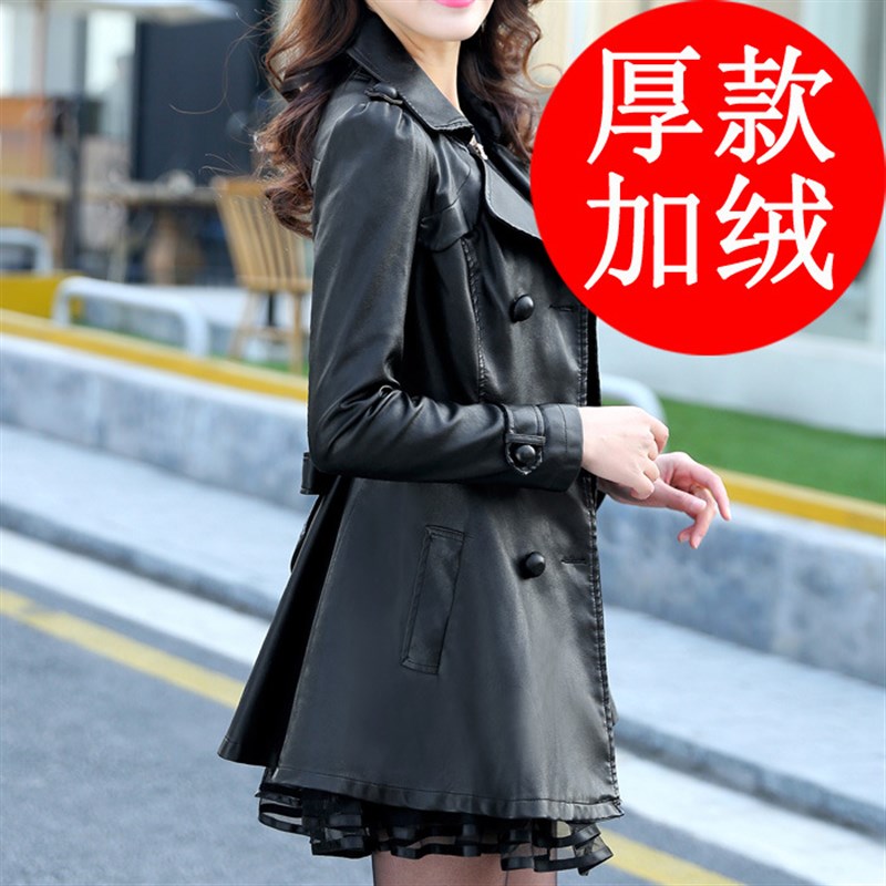 皮衣女春秋季爆款气质机车服夹克皮风衣高级感黑色加绒小个子外套