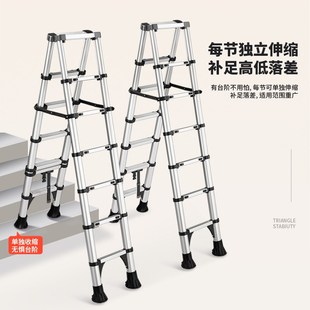 梯子铝合金家用伸缩梯小型加厚多功能直梯工业登高折叠梯安全便捷