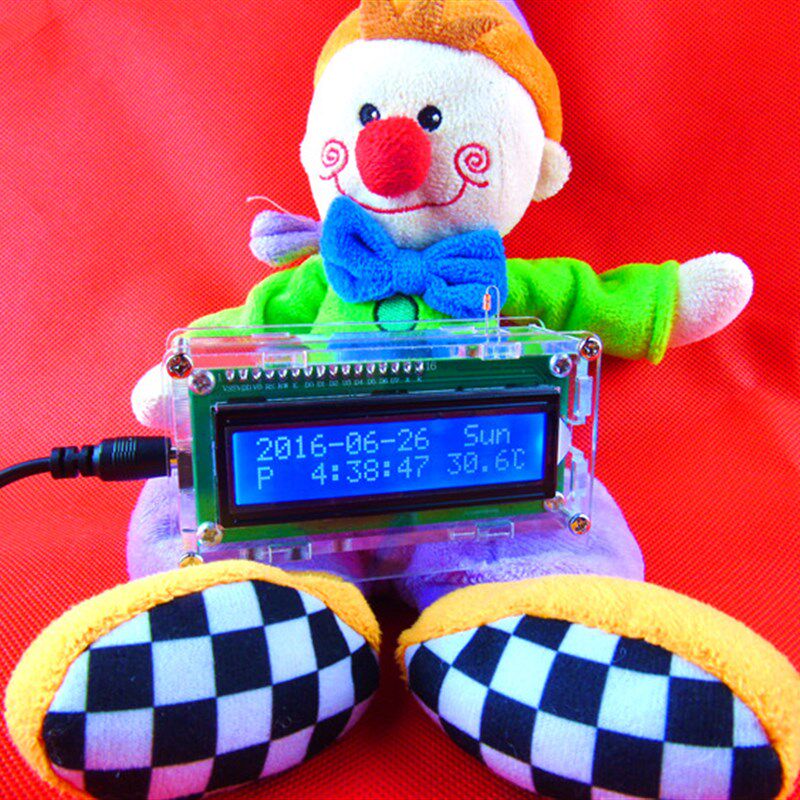 电子时钟制作套件DIY 液晶LCD1602时钟 单片机51制作散件 带壳