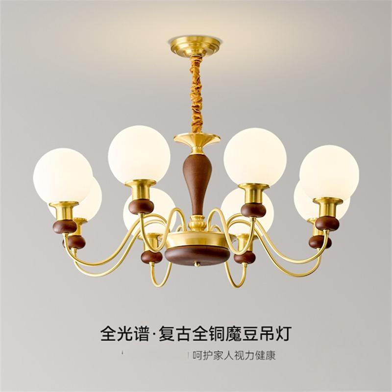 梵华全铜北美黑胡桃木客厅吊灯