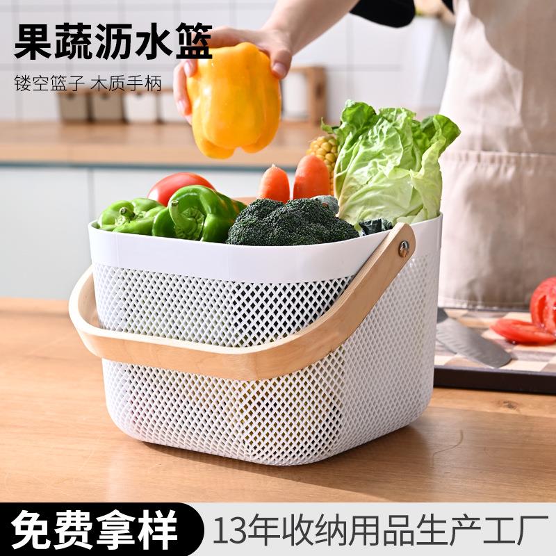 沥水篮厨房包包家用塑料用品脏衣收纳蔬菜篮子滤水野餐水果篮