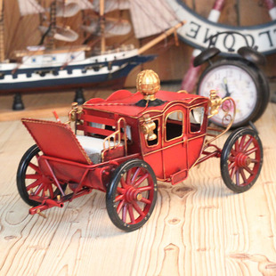 皇室世爵马车模型复古铁皮老爷车摆件家居软装饰摄影道具摆设批发