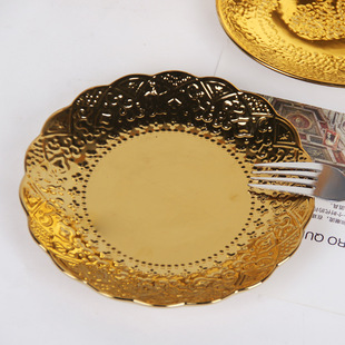 Gold small tray storage tray Lace oval ceramic tray