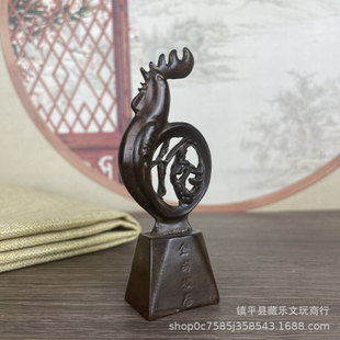 古玩金鸡报春报晓福鸡大明宣德十二生肖家居摆件装饰品仿古工艺品