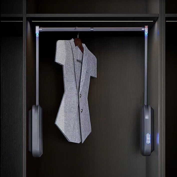 智能语音电动升降挂衣杆衣柜自动挂衣器遥控上升下拉缓冲衣架五金