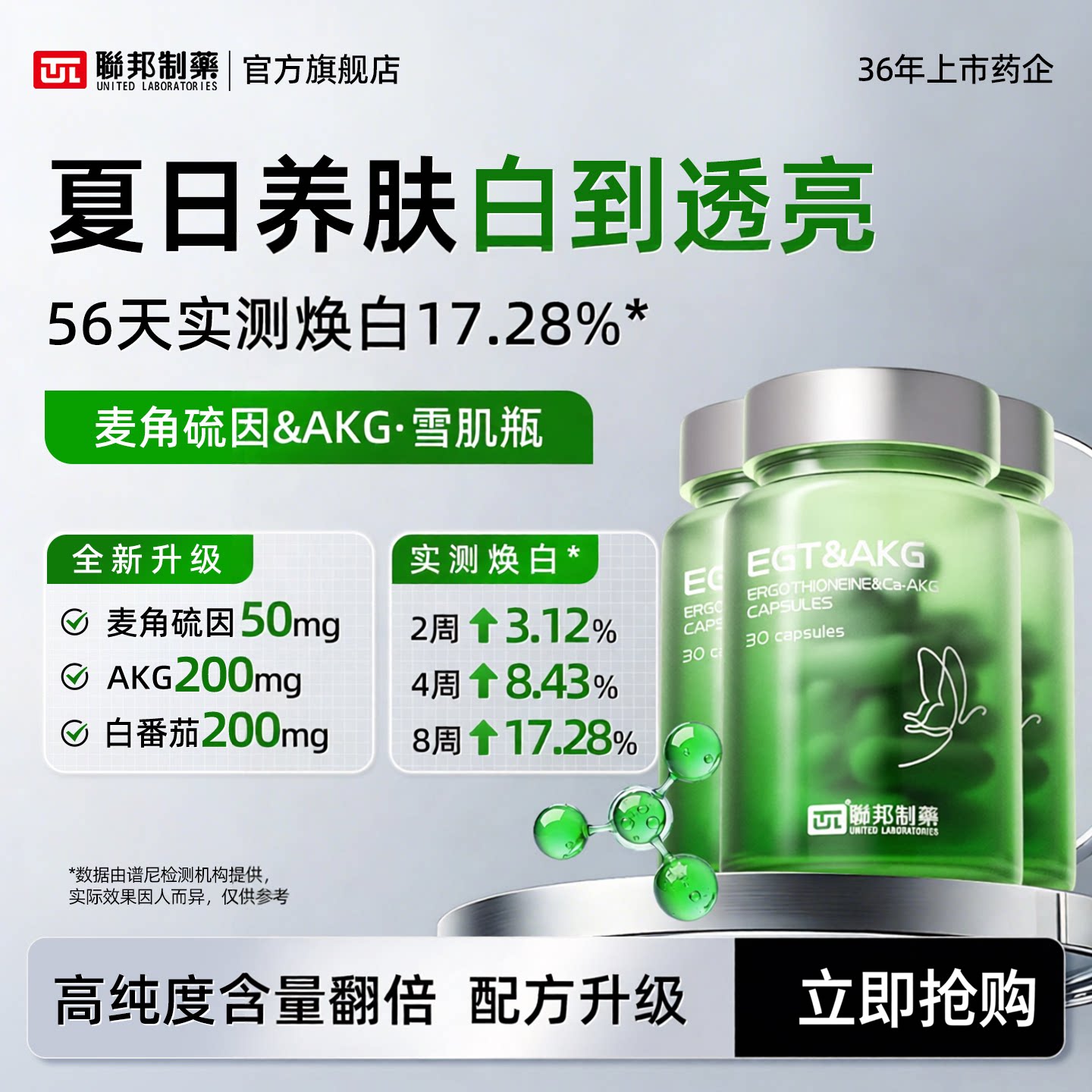 联邦制药高含量麦角硫因AKG双抗胶囊氧化骨皮肉提拉紧致口服内调