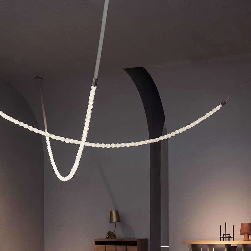 流光灯极简轻奢复式楼客厅吊灯样板间展厅灯饰loft挑空楼梯间灯具