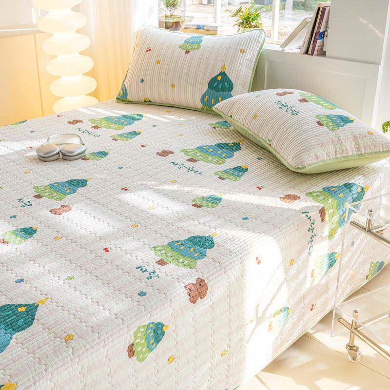 a类纯棉床盖加厚防滑床单四季款家用全棉带固定榻榻米炕盖三件套3