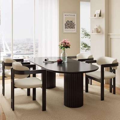 意式轻奢实木餐椅酒店客厅椅子靠背客厅桌简约家用书房圆形化妆凳