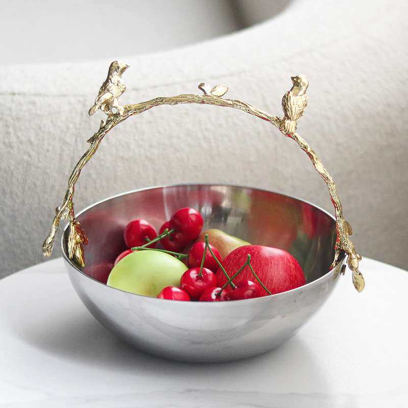 轻奢金属抽象艺术小鸟提手果盘摆件样板房家居桌面果碗果兜装饰品,3C数码配件,其它配件,淘宝优惠券,粉丝福利购,淘宝优惠卷