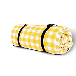 野餐垫 黄白格子野餐垫 便携式折叠户外地垫 防潮耐磨野营垫