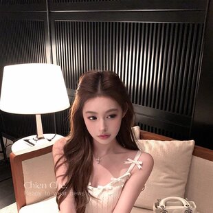 车迟恩Chien 12针花纹手工定缝蝴蝶结针织伞裙夏白色吊带连衣裙女