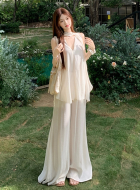 韩系温柔风穿搭一整套女夏季2025新款设计感小众修身显瘦气质套装