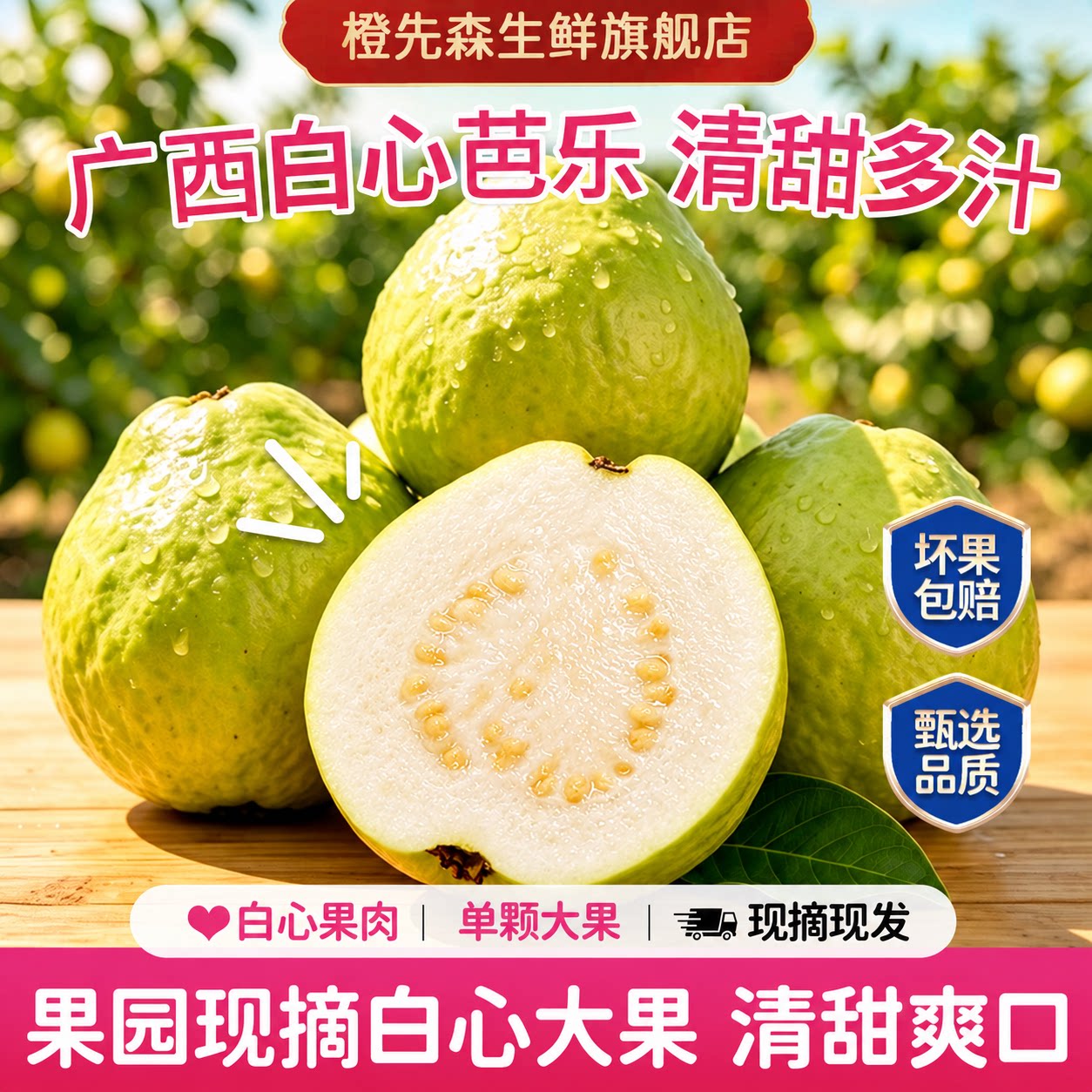 橙先森白心软糯奶油芭乐新鲜水果芭乐果软番石榴水果应季新鲜果