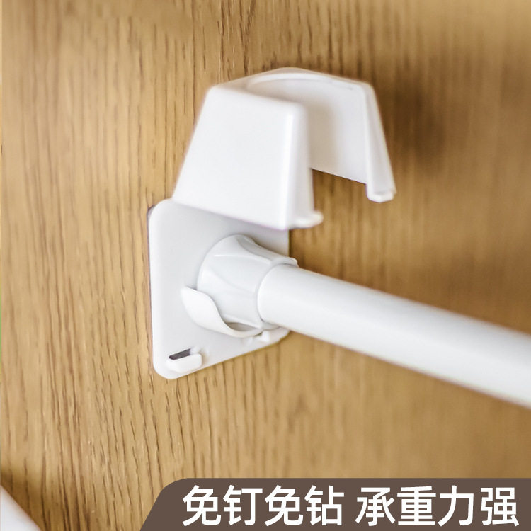 带帽杆托免打孔杆夹门帘杆支撑托浴帘杆卡扣伸缩杆挂粘钩横杆托扣图片