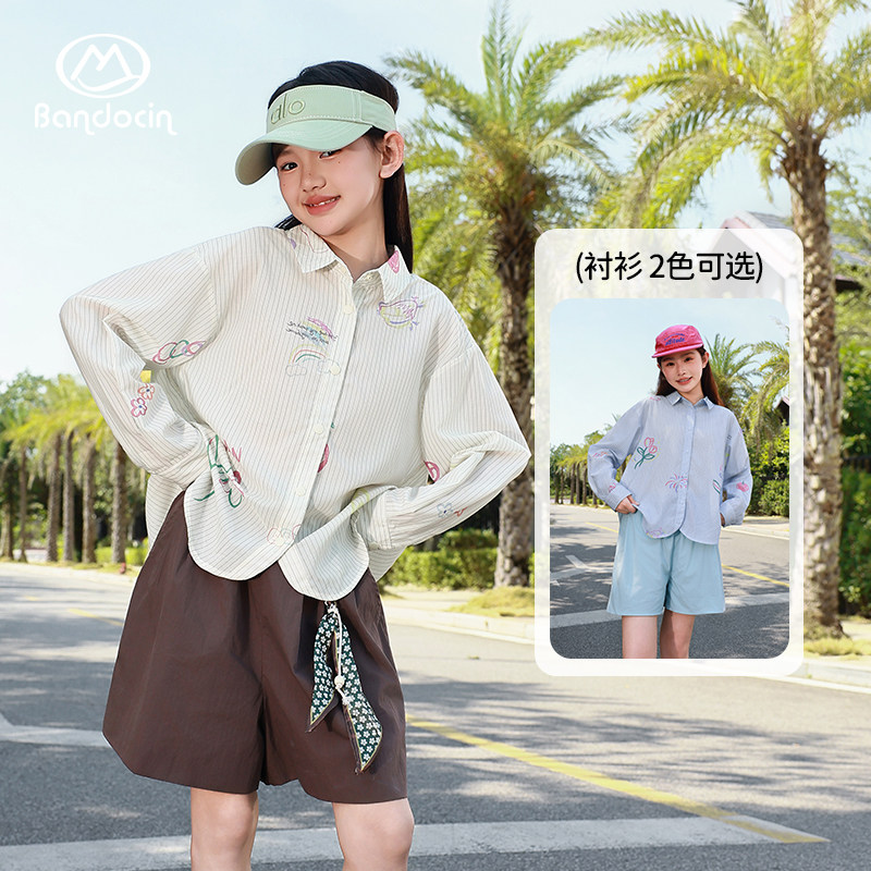 半度闲初中生夏装衬衫薄款青少年图片