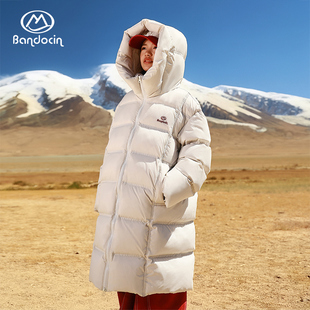 半度闲女童加厚羽绒服冬装2025新款儿童中长款连帽白鸭绒外套冬季