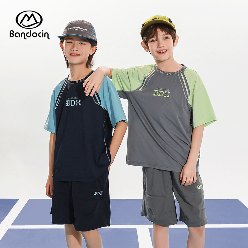 半度闲男童运动套装夏装2025新款轻薄篮球服夏季小男孩短袖两件套