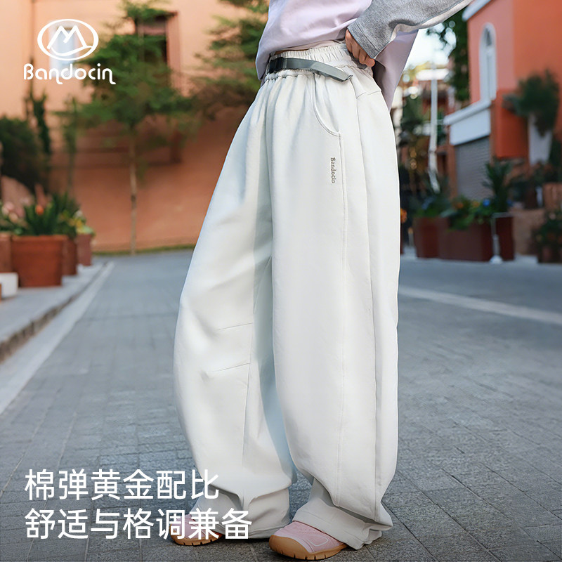 半度闲女童户外裤子春装2026新款儿童洋气阔腿裤春秋女孩休闲长裤