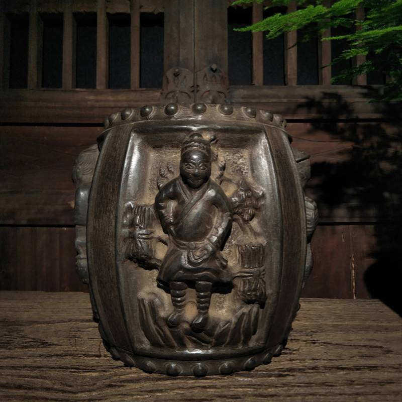 厂家批发仿古石雕山西青石渔樵耕读石墩民俗怀旧中式复古陈设摆件