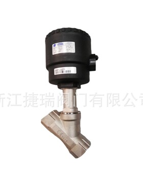 304不锈钢塑料头常闭双作用Y型自动控制高温螺纹丝扣气动角座阀门