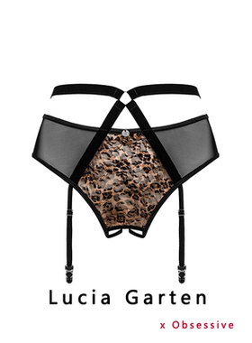 obsessive波兰进口欧洲丁字裤豹纹性感开裆内裤吊带套装欧美性感