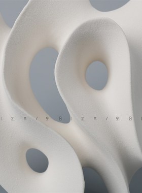 空合现代简约抽象曲线白色陶瓷雕塑 样板房售楼处酒店艺术摆件