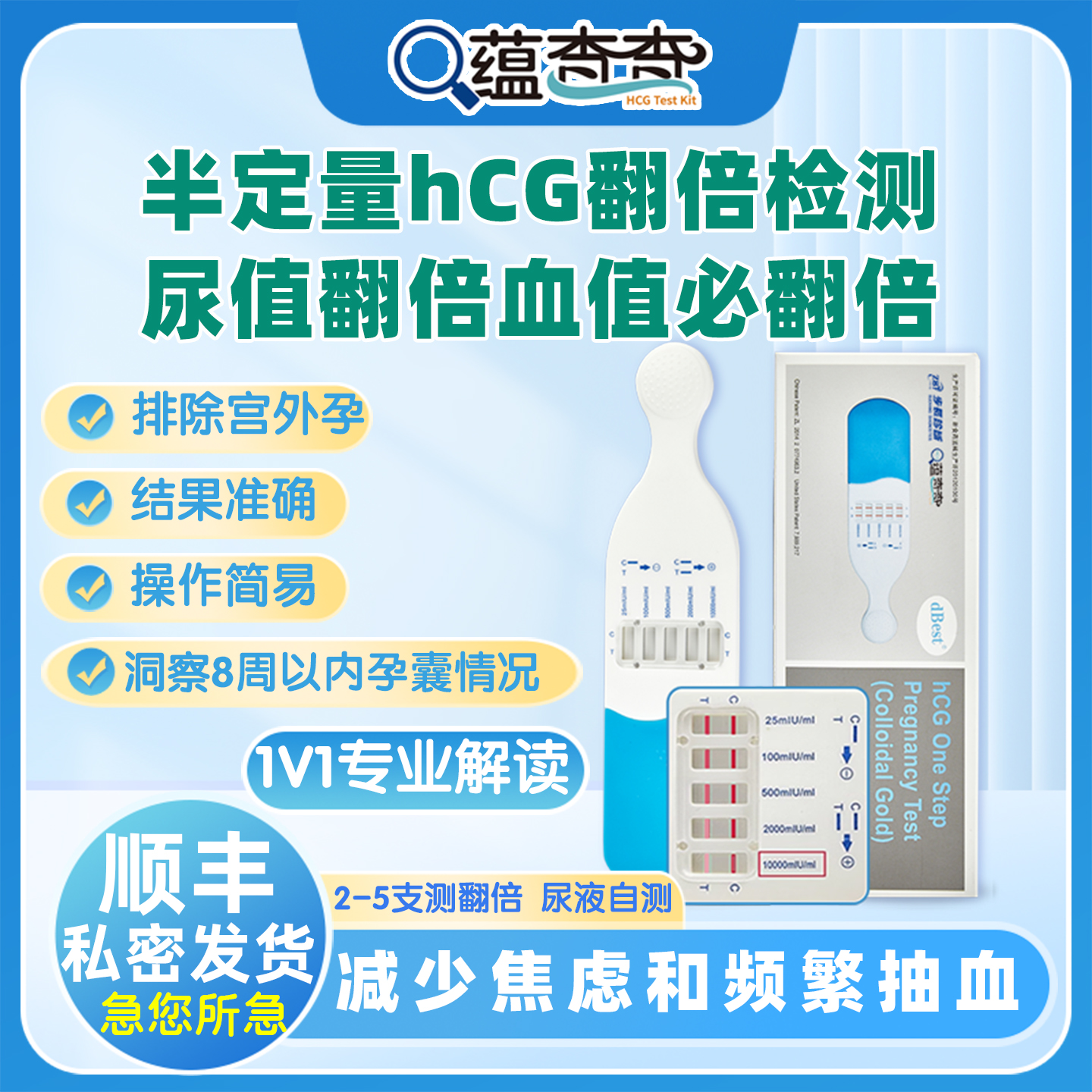 居家测hcg翻倍试验孕试纸测周数