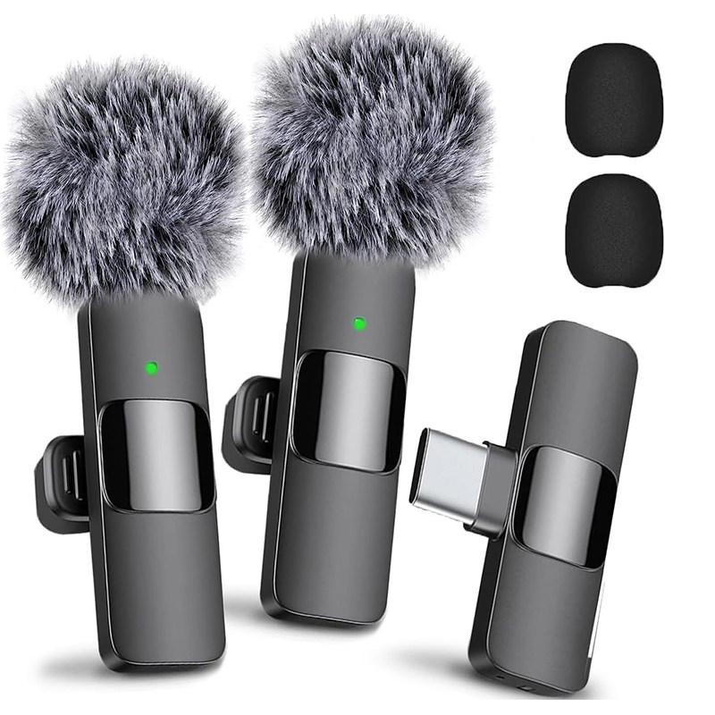 跨境爆款无线领夹麦克风网红直播Vlog防风毛球降噪收音迷你小话筒