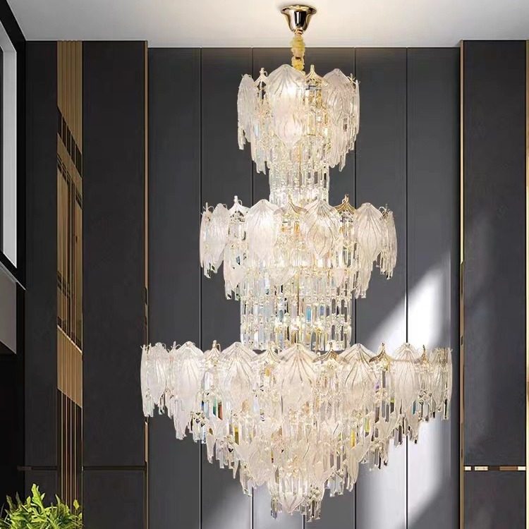 轻奢水晶客厅灯主灯奢华酒店大堂餐厅别墅复式楼公寓大型灯具灯饰