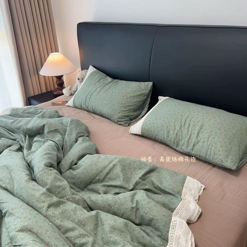 复古秋冬美拉德色系法式浪漫A类全棉母婴双层纱纯棉床上四件套1.8