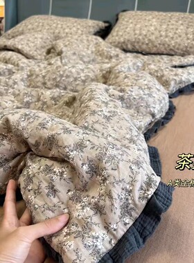 美拉德色系A类双层纱纯棉花边款