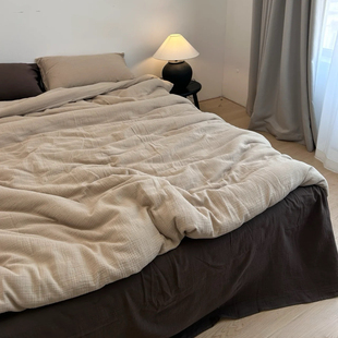 A类皱皱纱100%全棉纯棉床单床笠款轻奢ins风母婴级家用床品四件套