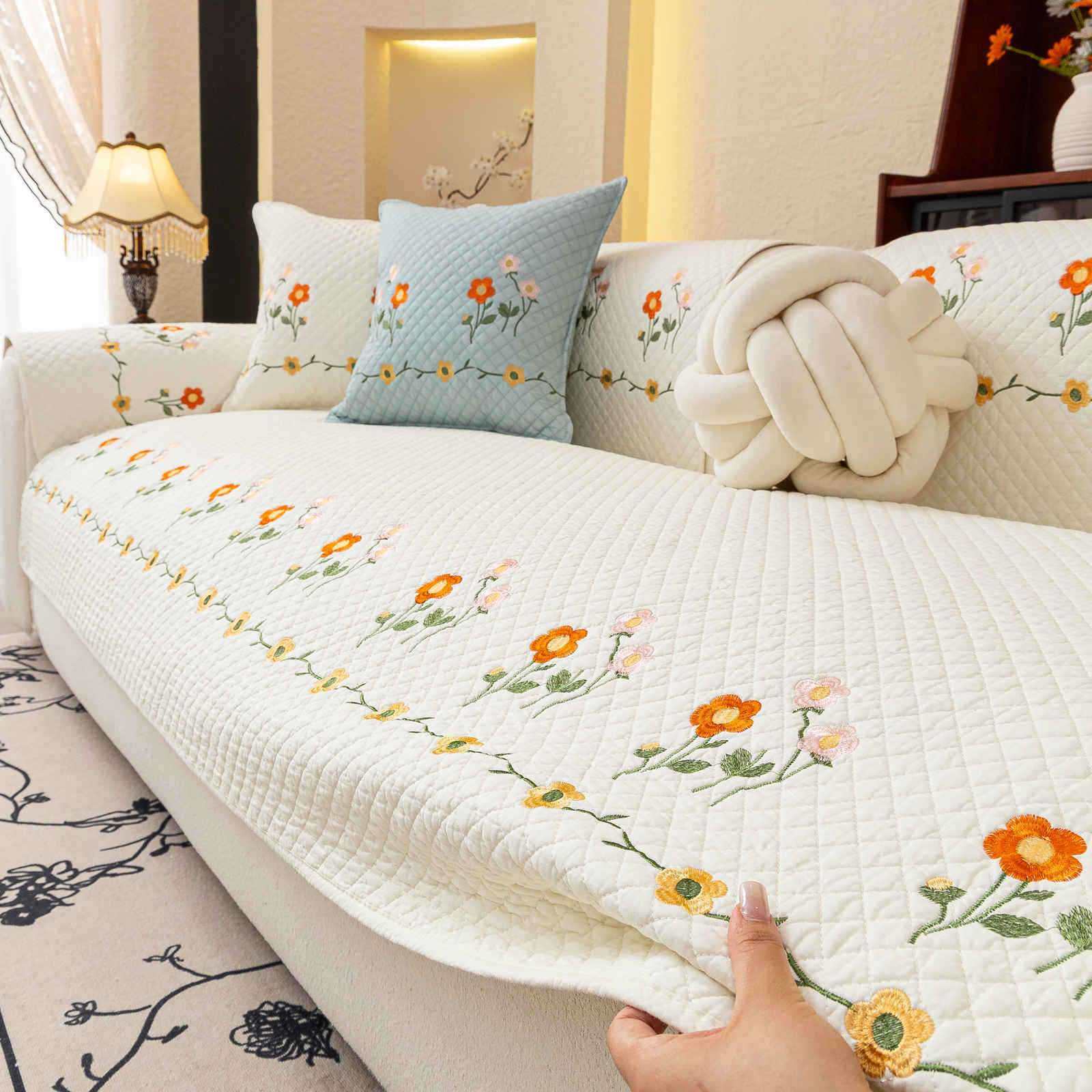 重工刺绣全棉沙发垫四季通用布艺防滑沙发套罩奶油风客厅沙发坐垫,农机/农具/农膜,割灌机/割草机/油锯,淘宝优惠券,粉丝福利购,淘宝优惠卷