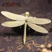 Fashion Brass Dragonfly Figurines Simulation Animal Toy