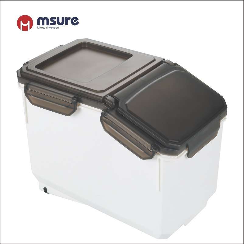 10L糙米杂粮米桶双开盖带轮子密封米箱多用途斜面收纳干货保鲜盒